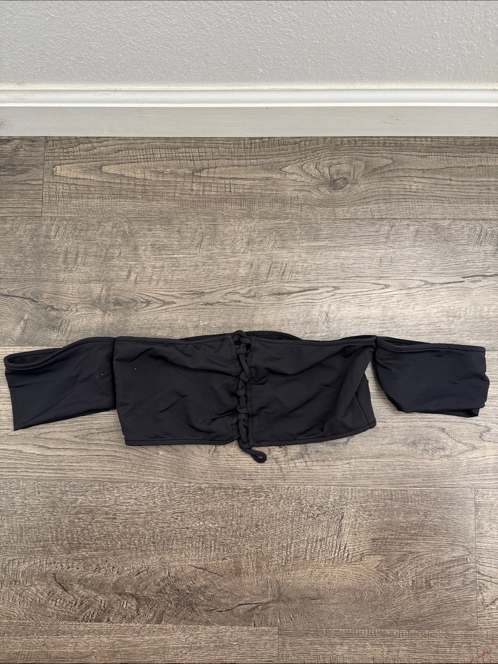 Rachel Pally Black Off-Shoulder Tie-Front Crop Top
